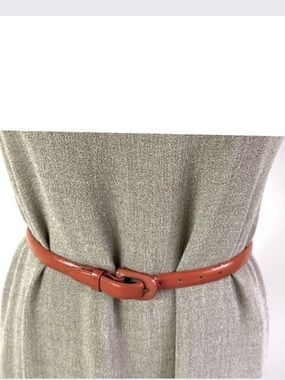 Vintage Leather Belt Slim / Monochrome Tanned Orange / Minimalist / Retro 70s